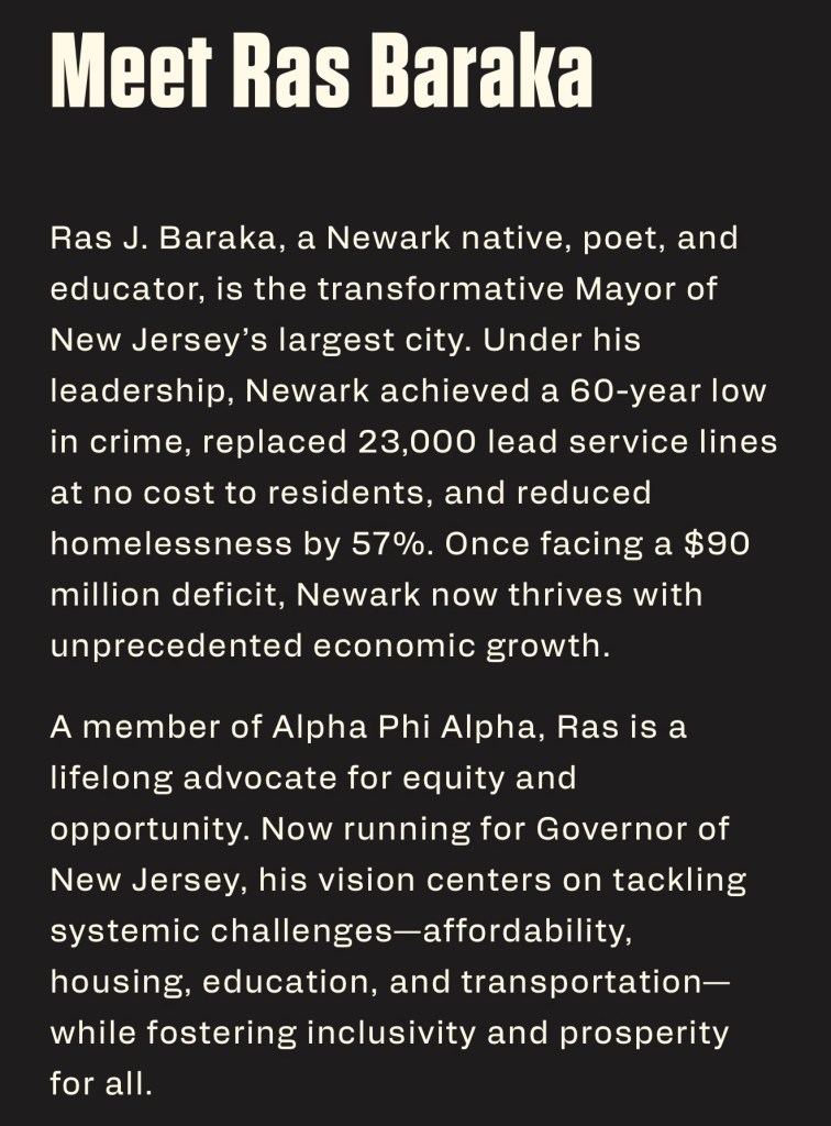 Ras Baraka, Newark mayor and gubernatorial candidate, speaking at an event.