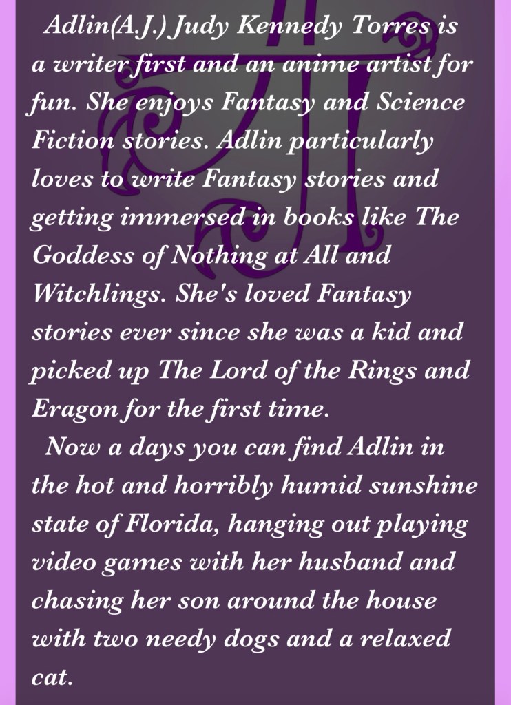 Text about A.J. Torres, a writer and anime artist who enjoys fantasy and science fiction stories, describing her influences and experiences.